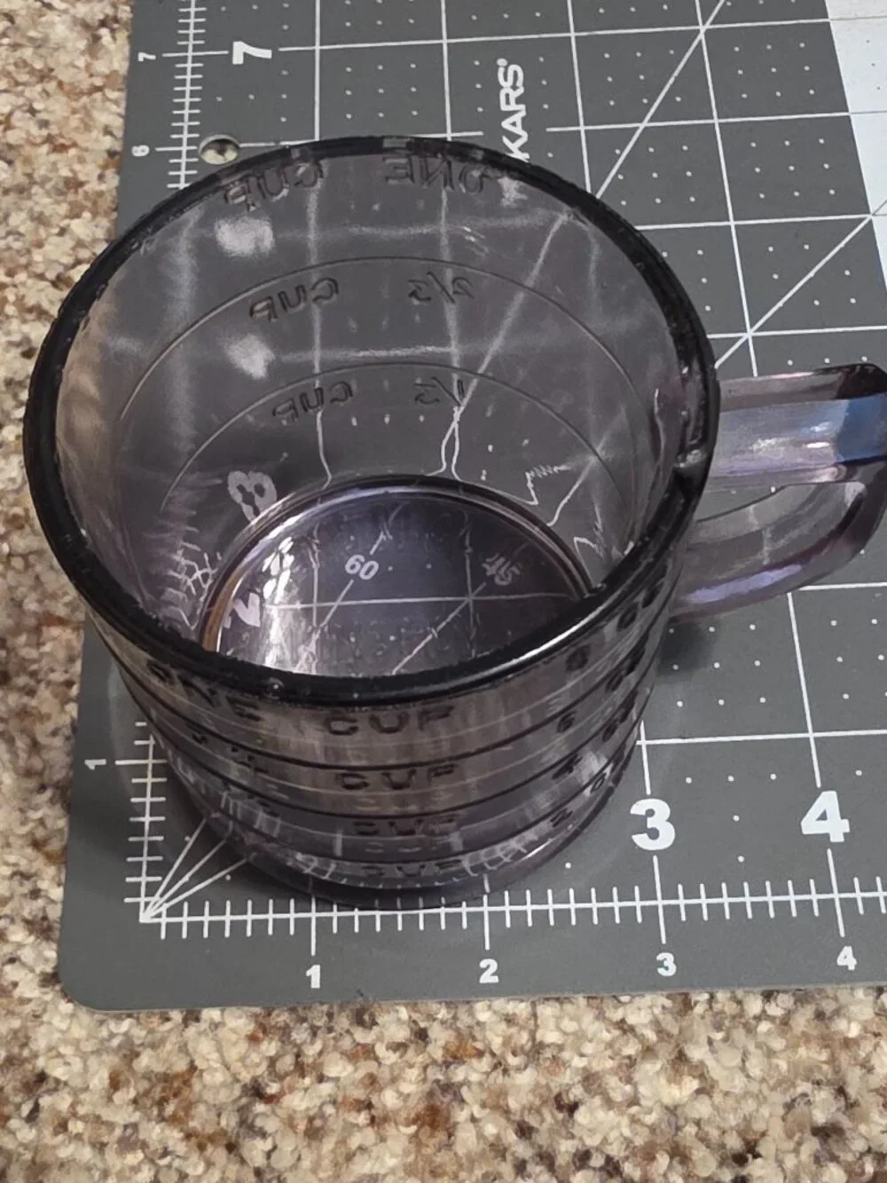 VINTAGE RARE purple GLASS 1-CUP MEASURING CUP Embossed